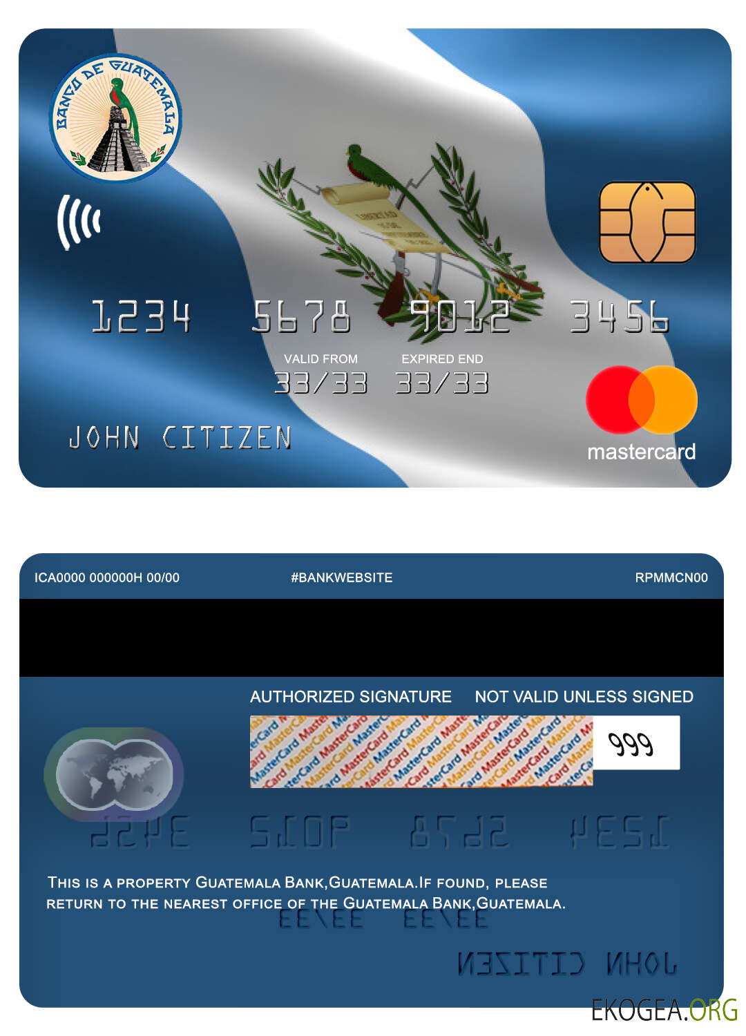 Carte bancaire Mastercard de la Banco de Guatemala Guatemala